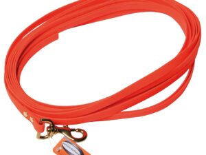 Laisse de recherche Orange fluo biothane long 16 m larg 20 mm