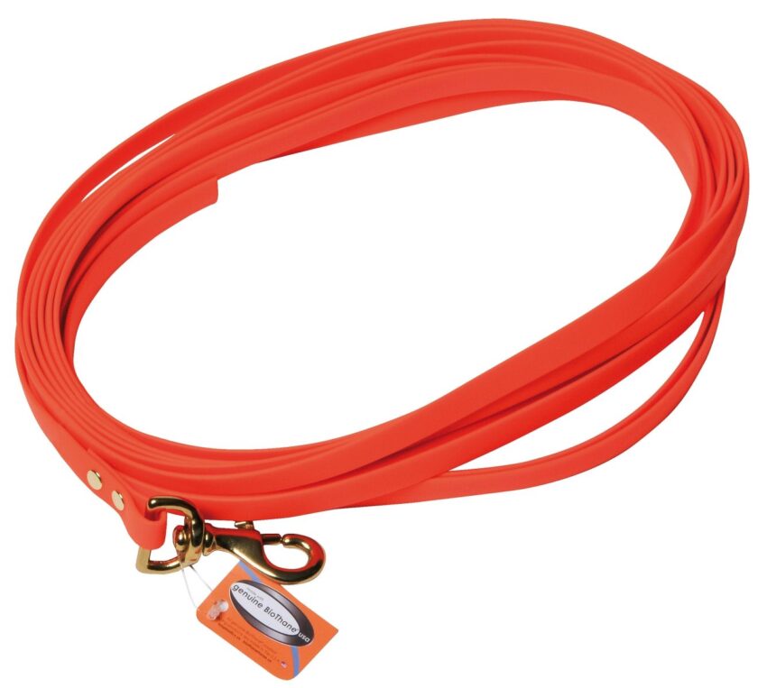 Laisse de recherche Orange fluo biothane long 16 m larg 20 mm - Vue principale