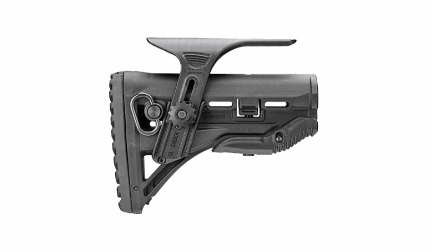 Crosse tactique Noire pour M4/aR15 avec absorbeur de recul et appui joue - Vue principale