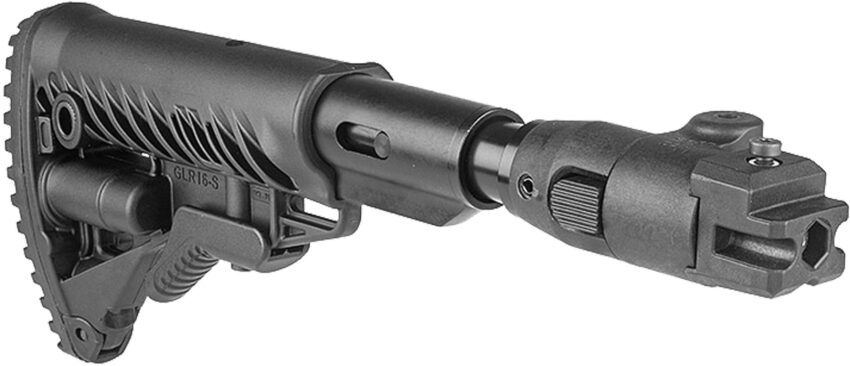 Crosse pliante type M4 pour akm 47 (joint polymère) absorbeur de chocs – Noir - Vue principale