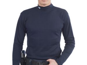 Sous-pull coton/élasthane bleu marine broderie PM