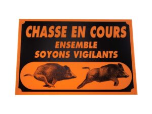 Attention chasse en cours tir à balle dim 40 x 60 cm