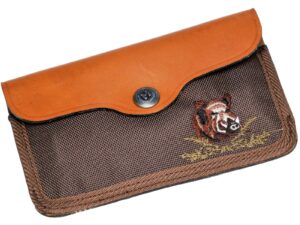 Pochette à balle toile et cuir vachette 10 tubes brodée sanglier