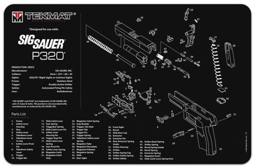 Tapis de démontage Tekmat pour pistolet P320 - Vue principale