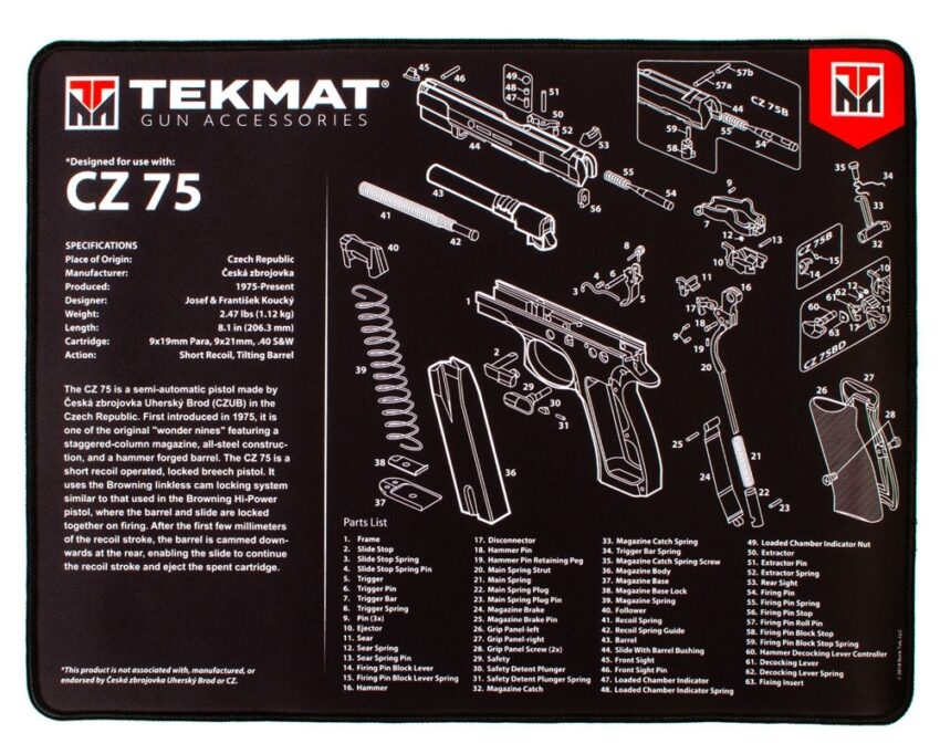 Tapis de démontage Tekmat Ultra pour pistolet CZ-75 - Vue principale