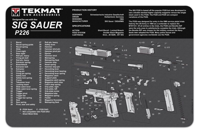 Tapis de démontage Tekmat Ultra pour P226 - Vue principale