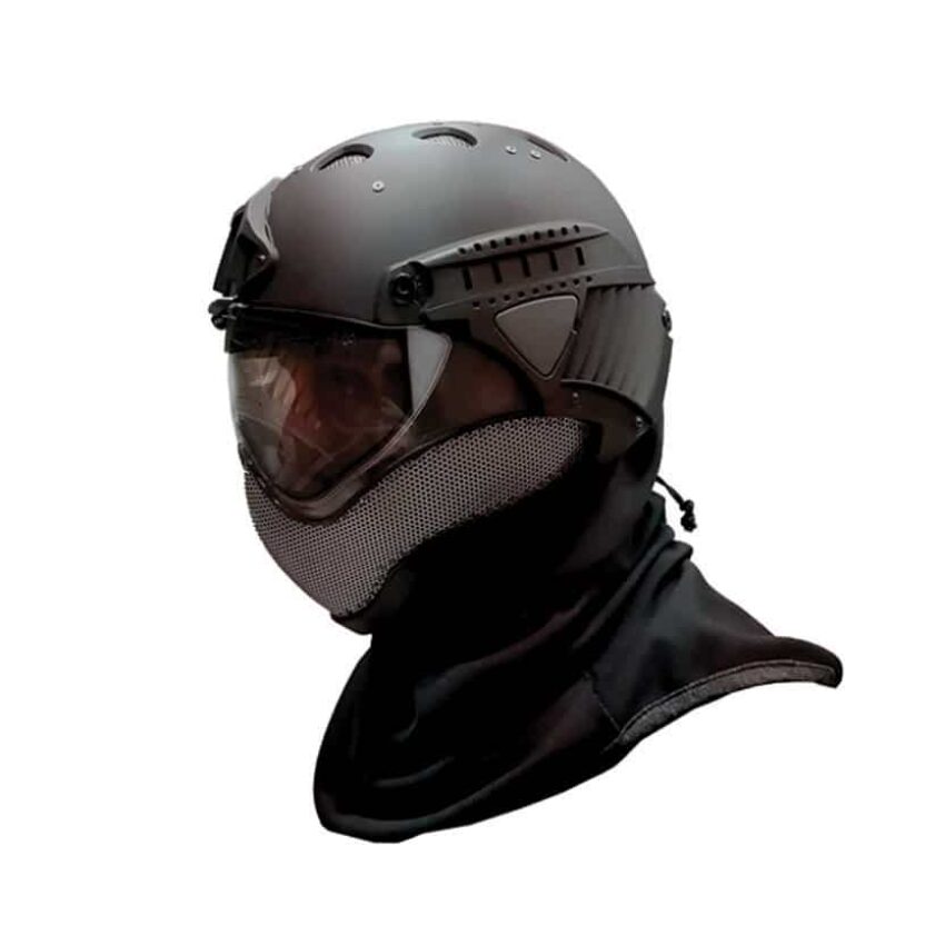 Casque Warq Pro avec mentonnière renforcée et tour de cou – Noir - Vue principale