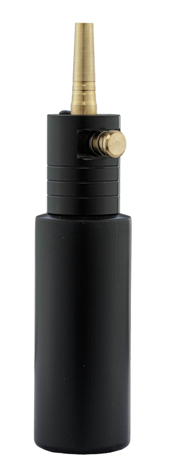 Torche de brasage noire avec embout doré.