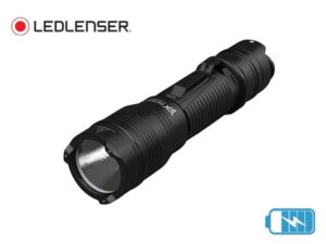 Lampe torche noire Ledlenser rechargeable.