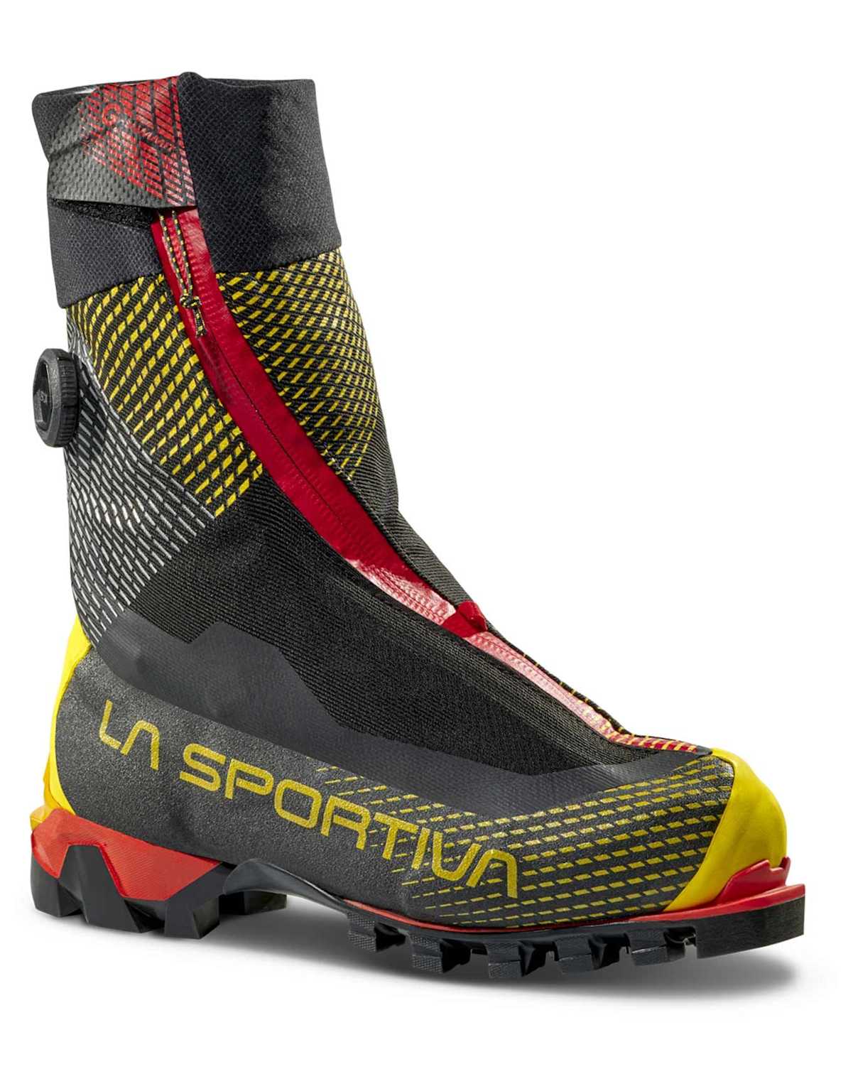 Chaussure d'alpinisme technique La Sportiva G5 conçue pour l'escalade alpine et sur glace, dotée d'une fermeture avancée et d'une semelle à adhérence améliorée