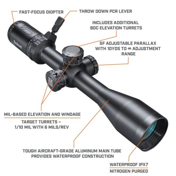 LUNETTE BUSHNELL AR OPTICS 4.5-18X40 RET. BLACK WIND HOLD AVEC 5 TOURELLES – Image 2