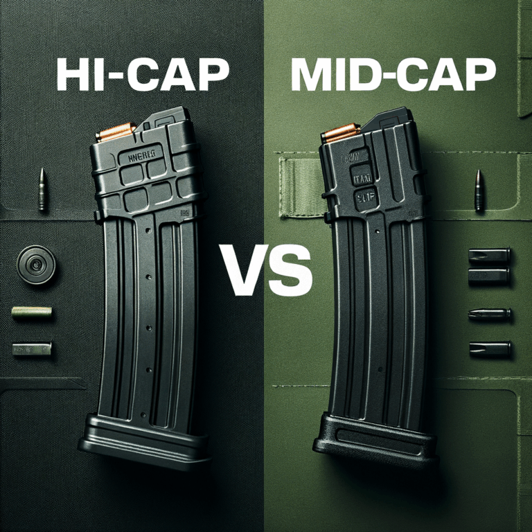 Bannière professionnelle pour blog airsoft comparer les chargeurs Hi-Cap et Mid-Cap