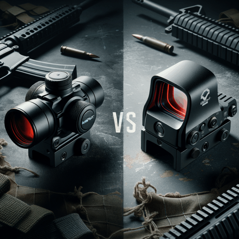 Image de présentation professionnelle comparant red dot et viseur holographique pour blog airsoft
