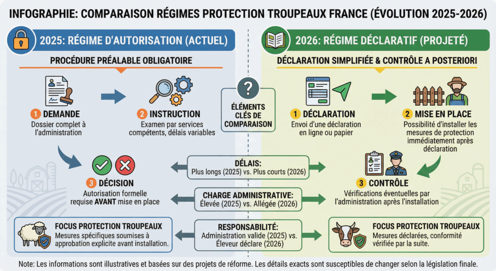 Schéma évolution cadre réglementaire tirs défense loup 2025 à 2026