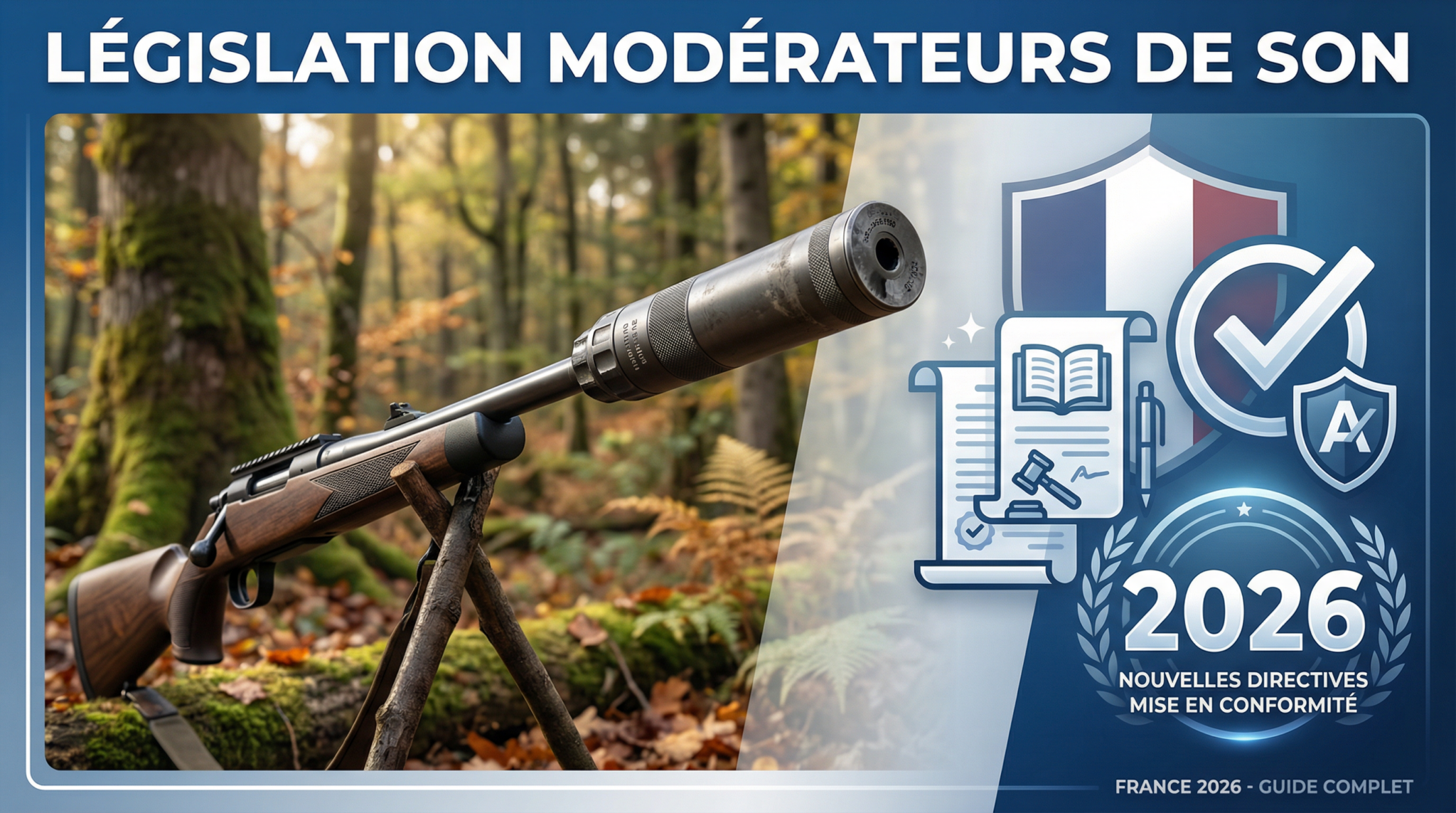 Législation modérateurs de son France 2026 - Guide complet réglementation silencieux chasse tir sportif