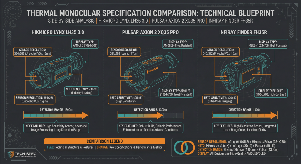Comparatif technique des capteurs et caractéristiques principales