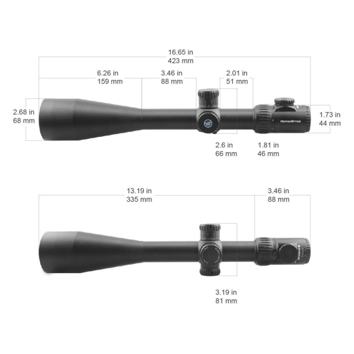 Détail technique tourelles tactiques 1/8 MOA — Lunette Minotaure 10-50x60"