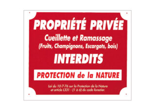 sans marque EA - Panneau ''Propriété privée cueillette...'' 30 x 25 cm - Akilux - aménagement du territoire & agrainoirs