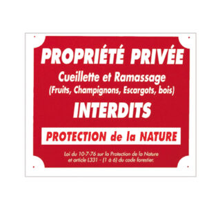 sans marque EA - Panneau ''Propriété privée cueillette...'' 30 x 25 cm - Aluminium - aménagement du territoire & agrainoirs