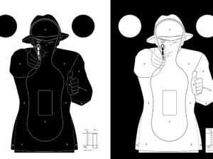 sans marque EA - 100 cibles cartons silhouette Police 51 x 71 cm - Blanche sur fond noir - ciblerie & gongs