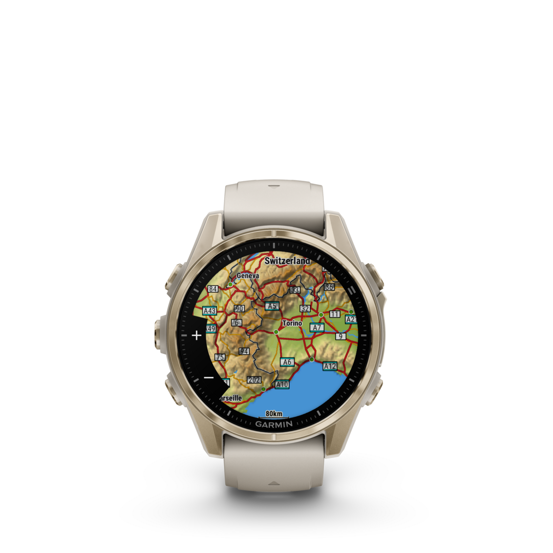 MONTRE GPS GARMIN FENIX 8 AMOLED 43 SAPHIR SOFT GOLD B. GRIS CENDRE - vue 3