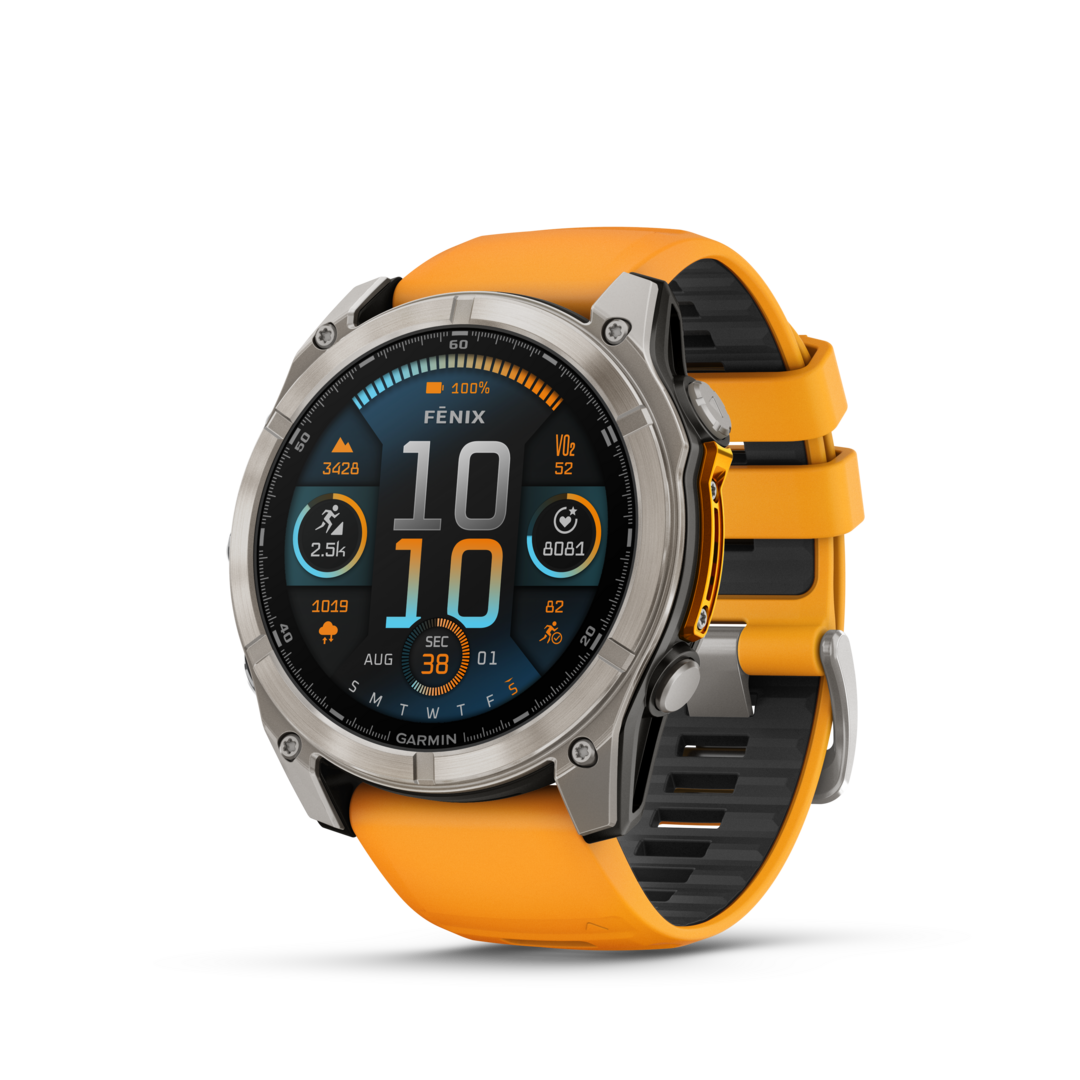 MONTRE GPS GARMIN FENIX 8 AMOLED 51 SAPHIR TITANE B. ORANGE