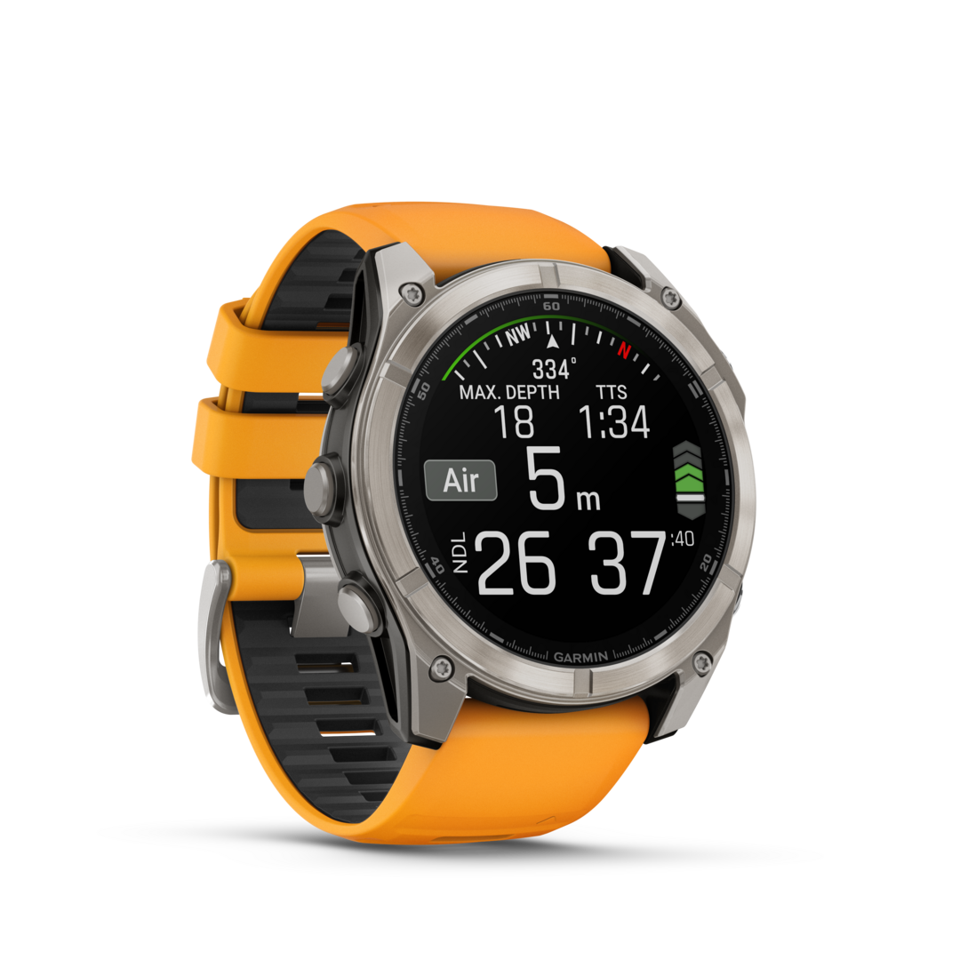 MONTRE GPS GARMIN FENIX 8 AMOLED 51 SAPHIR TITANE B. ORANGE - vue 2