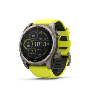 MONTRE GPS GARMIN FENIX 8 SAPHIR SOLAIRE 51 GRAPHITE B. JAUNE