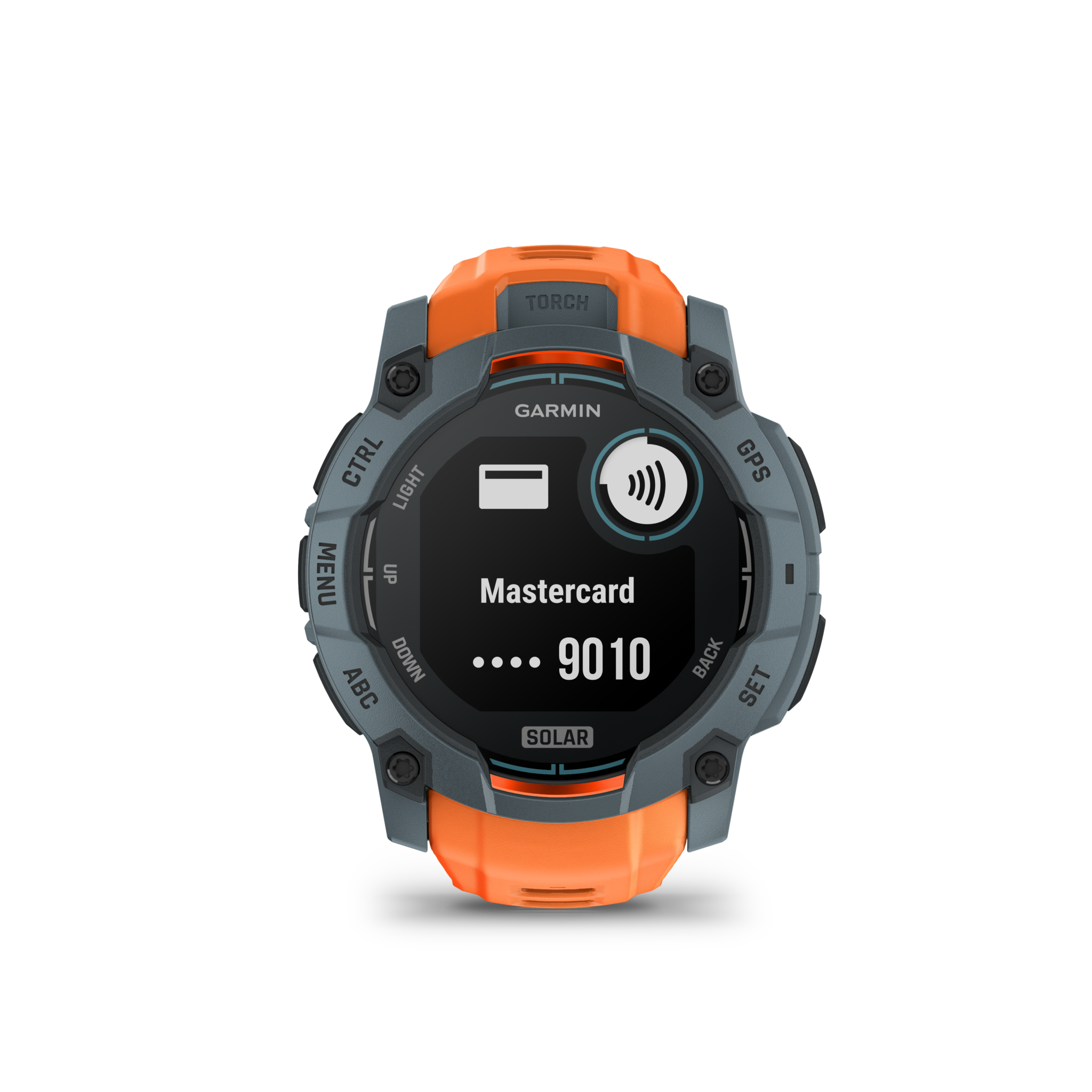 MONTRE GPS MULTI-FONCTIONS  GARMIN INSTINCT 3 SOLAR 50 BLEUE BRACELET ORANGE - vue 3