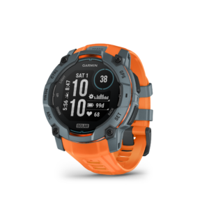 MONTRE GPS MULTI-FONCTIONS  GARMIN INSTINCT 3 SOLAR 50 BLEUE BRACELET ORANGE