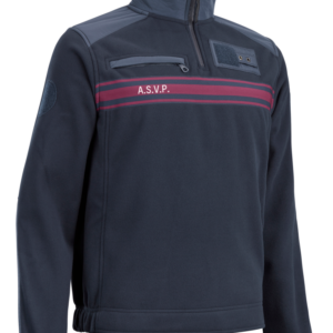 PULLOVER POLAIRE X3 - ASVP + BANDES BORDEAUX EN MAILLE- TAILLE XXL