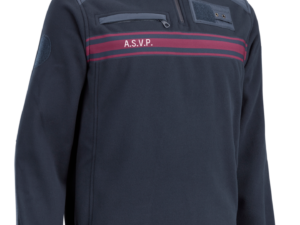 PULLOVER POLAIRE X3 - ASVP + BANDES BORDEAUX EN MAILLE- TAILLE 5XL