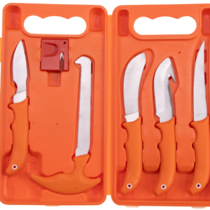 MALLETE DE DECOUPE GIBIER 6 PIECES -5 COUTEAUX/1 AFFUTEUR