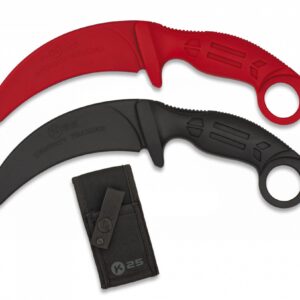 Couteau d'entraînement incurvé caoutchouc K25 - ROUGE - couteaux droits tactiques