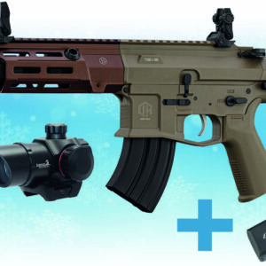 DOUBLE EAGLE - PACK NOEL M923A TAN + RED DOT + CHARGEUR + BATTERIE + CHARGEUR - airsoft - répliques longues