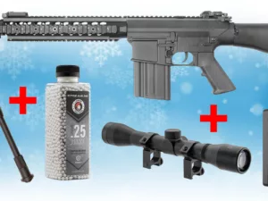 pack noel sr25 + scope + bipied + billes+ batterie + chargeur