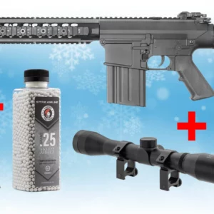 DOUBLE-BELL - PACK NOEL SR25 + SCOPE + BIPIED + BILLES+ BATTERIE + CHARGEUR - airsoft - répliques longues