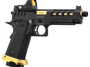 pistolet airsoft gbb heracles hi capa 5.1 noir/gold avec rmr lancer tactical
