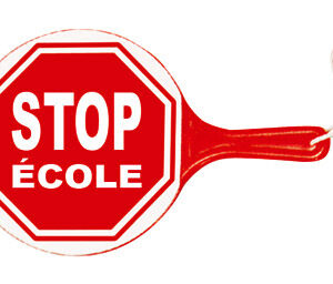PALETTE STOP ECOLE 2 FACES ROUGE/BLANC AVEC DRAGONNE