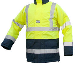 PARKA HAUTE VISIBILITE SECURITE ECOLE JAUNE/NOIR TAILLE L AVEC MARQUAGE