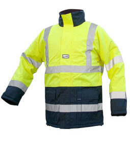 PARKA HAUTE VISIBILITE SECURITE ECOLE JAUNE/NOIR TAILLE 3XL AVEC MARQUAGE