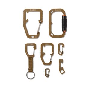 5.11 hardpoint gift set – kit 6 mousquetons acier coyote kangaroo