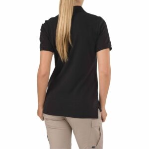 women’s professional short sleeve polo femme coton piqué noir 019