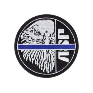 patch asp blue line aigle blanc sur fond noir