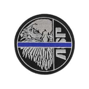 patch asp blue line aigle argent sur fond noir