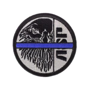 patch asp blue line aigle noir sur fond gris argent
