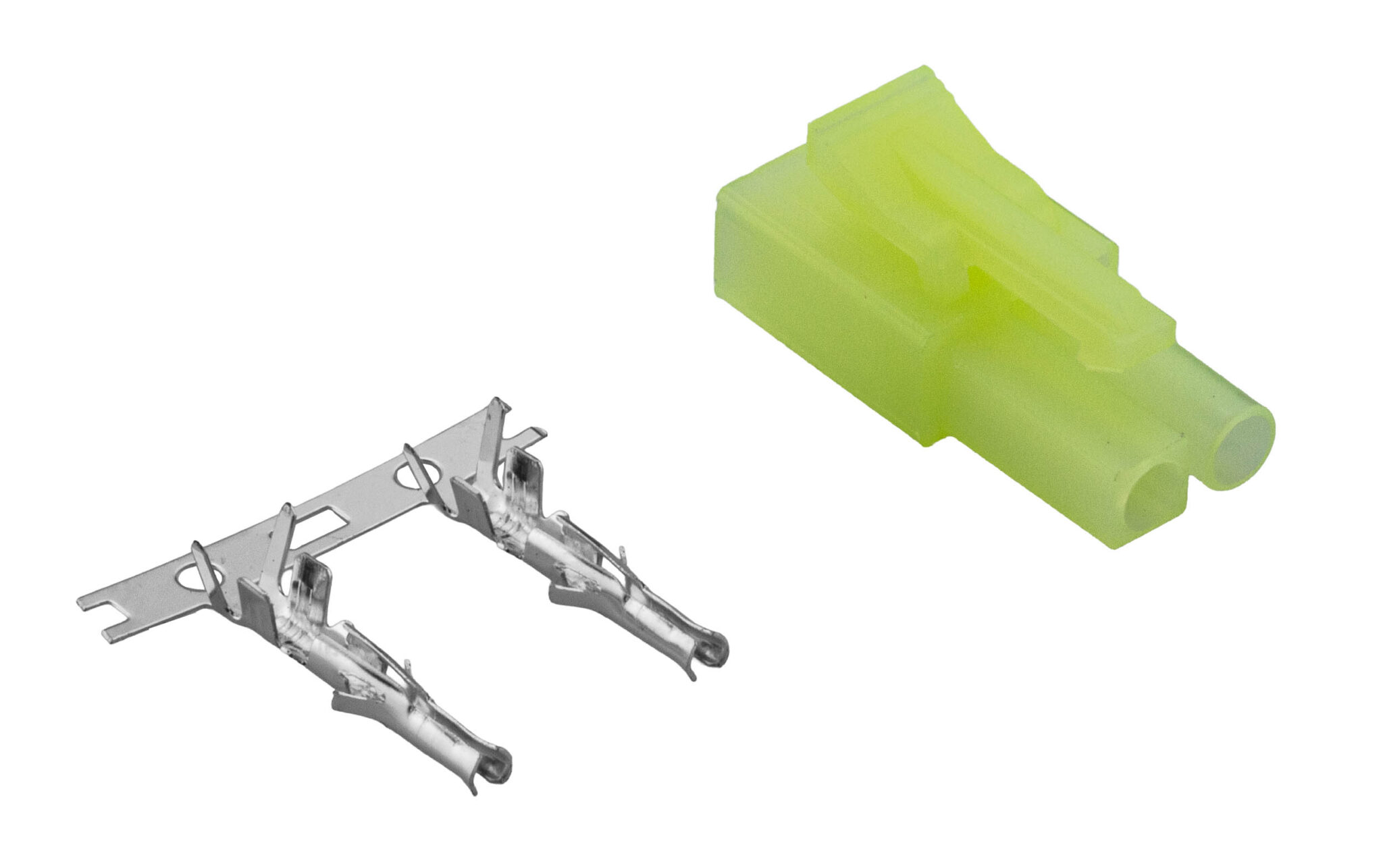 PLUG MINI TAMIYA MALE : détail des contacts et du boîtier pour un montage Airsoft