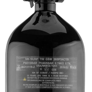 Bouteille BO Carbone vernis noir + régulateur 4500 PSI - 0.8 L et Régulateur 4500Psi